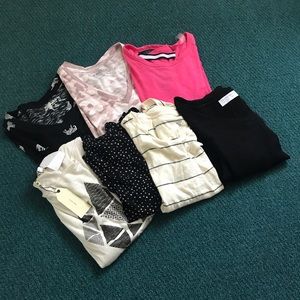 7 short sleeve summer tops lot